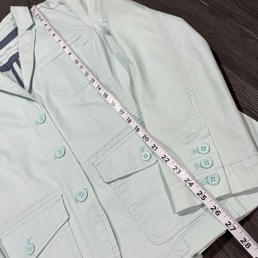 Eddie Bauer Jacket Women Seafoam Blue Legend Wash Collared Sz 14 Military Safari - Picture 4 of 12